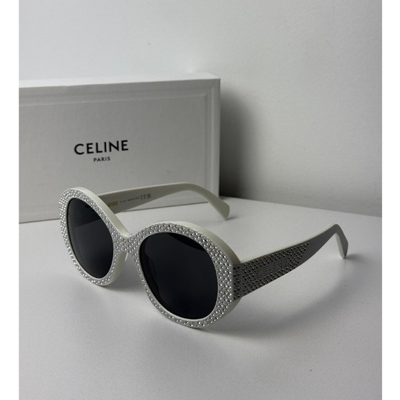 NEW Celine CL4240IS White Crystal Embellished Sunglasses $1050 - Picture 1 of 5